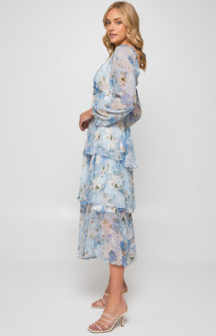 Floral Chiffon Tiered Hem Maxi Dress SDR1215B Style State