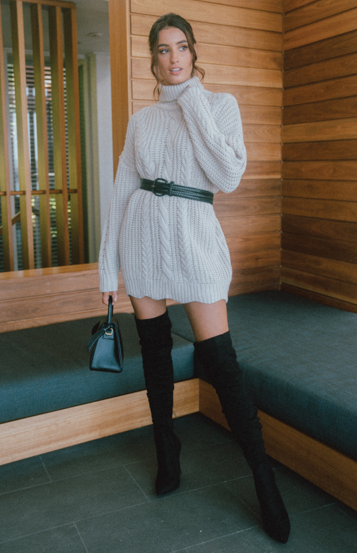 Chunky cable knit clearance dress