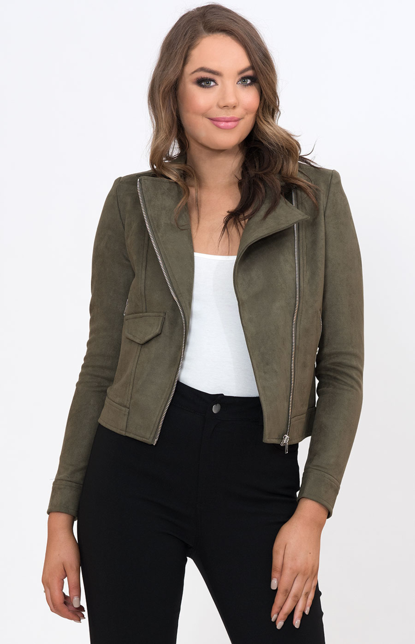 long faux suede jacket