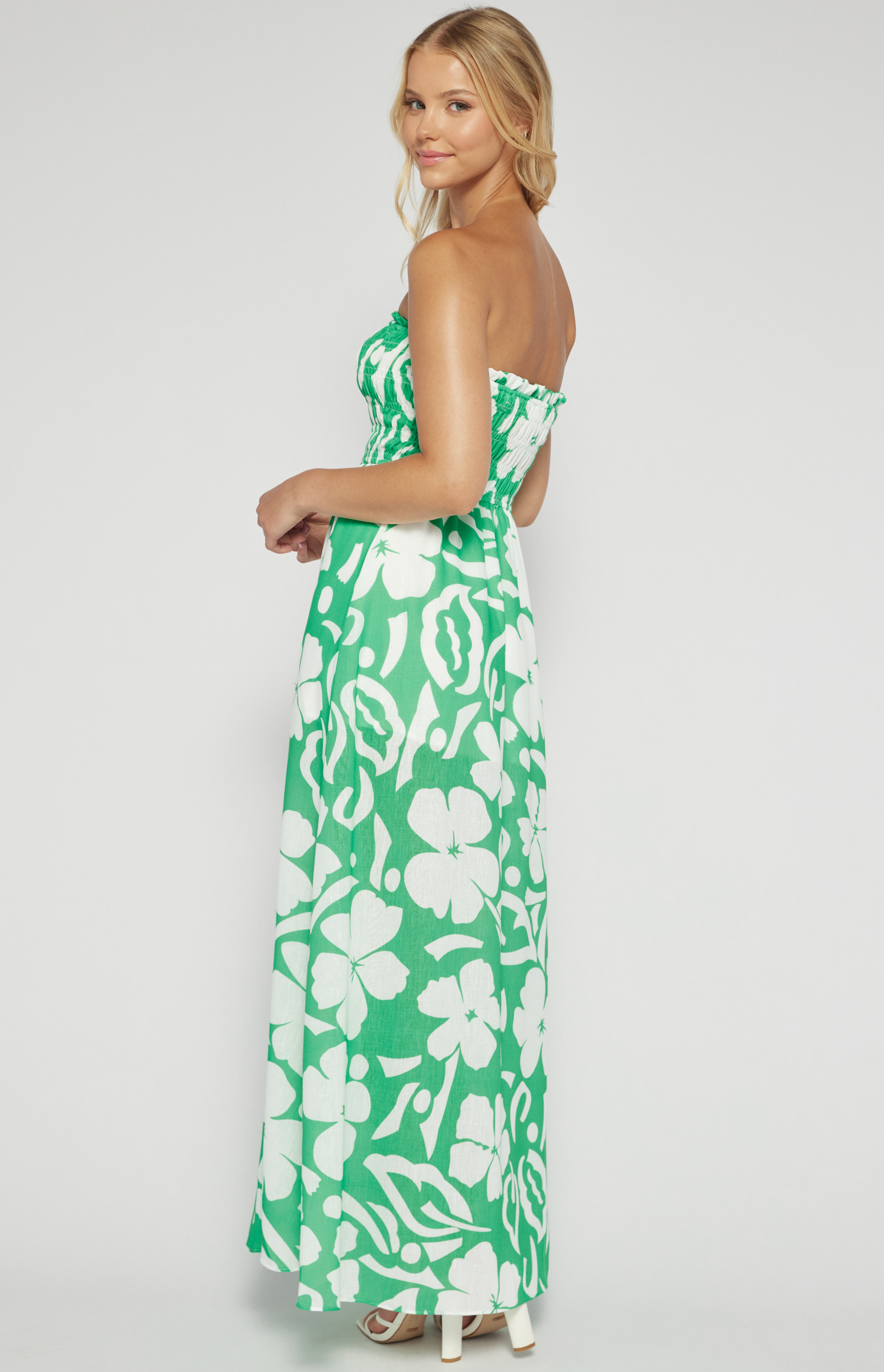 Strapless hotsell shirred dress