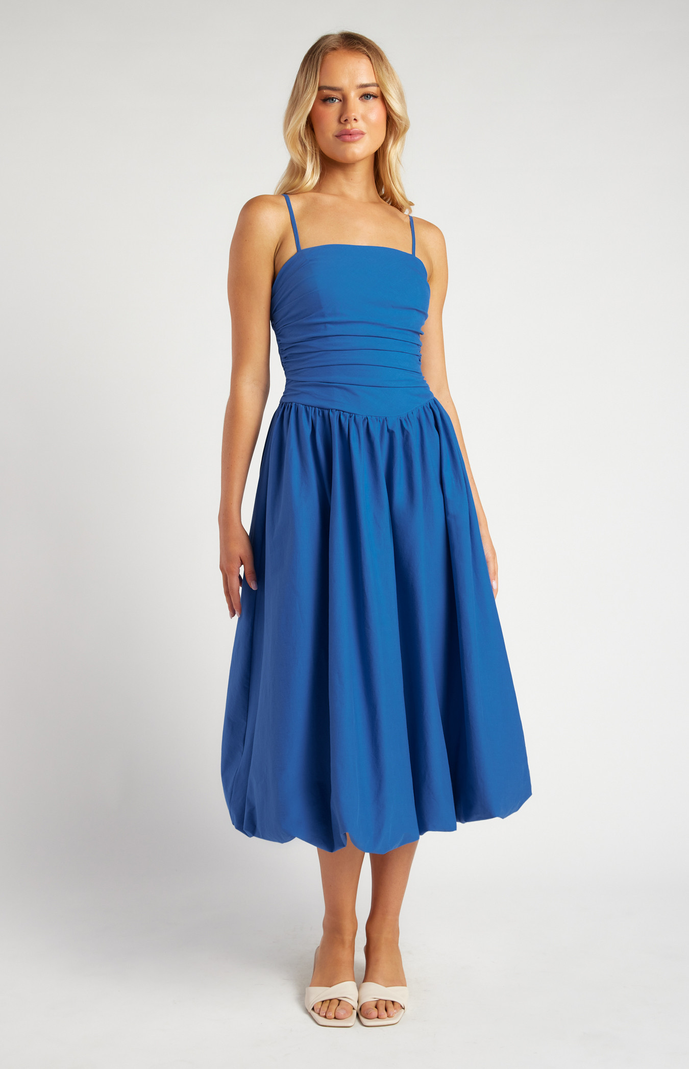 Ruched Bodice Bubble Hem Midi Dress (SDR1712A)