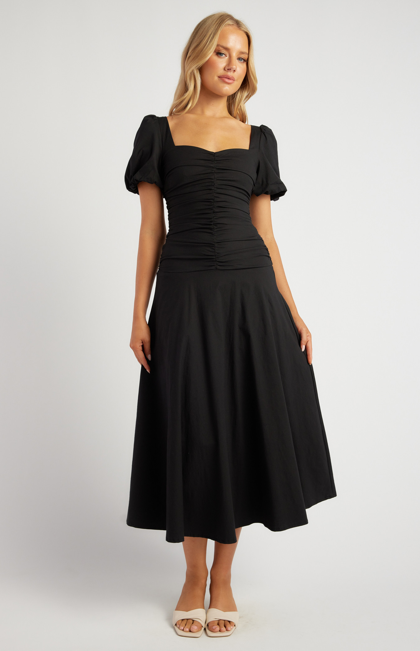 Sweetheart Neckline Drop Waist Midi Dress (SDR1714B)