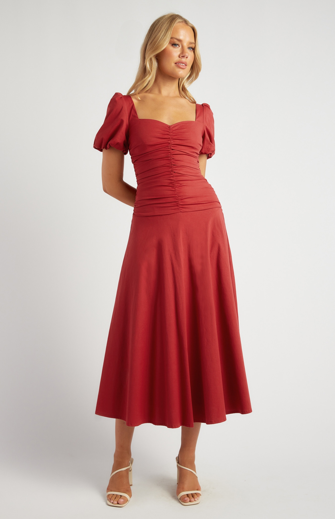 Sweetheart Neckline Drop Waist Midi Dress (SDR1714B)