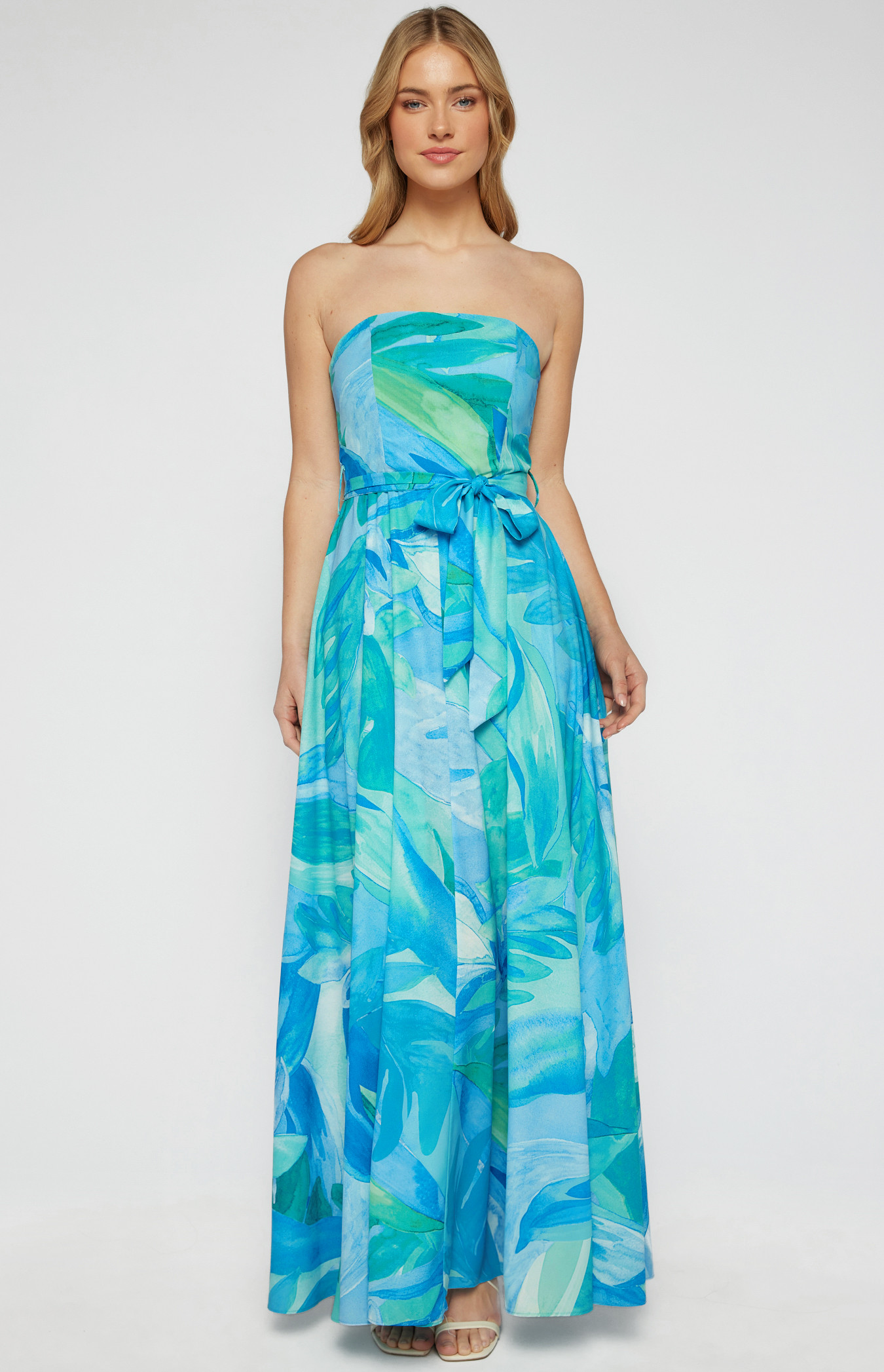 Abstract Print Strapless Maxi Dress (SDR342-15A)