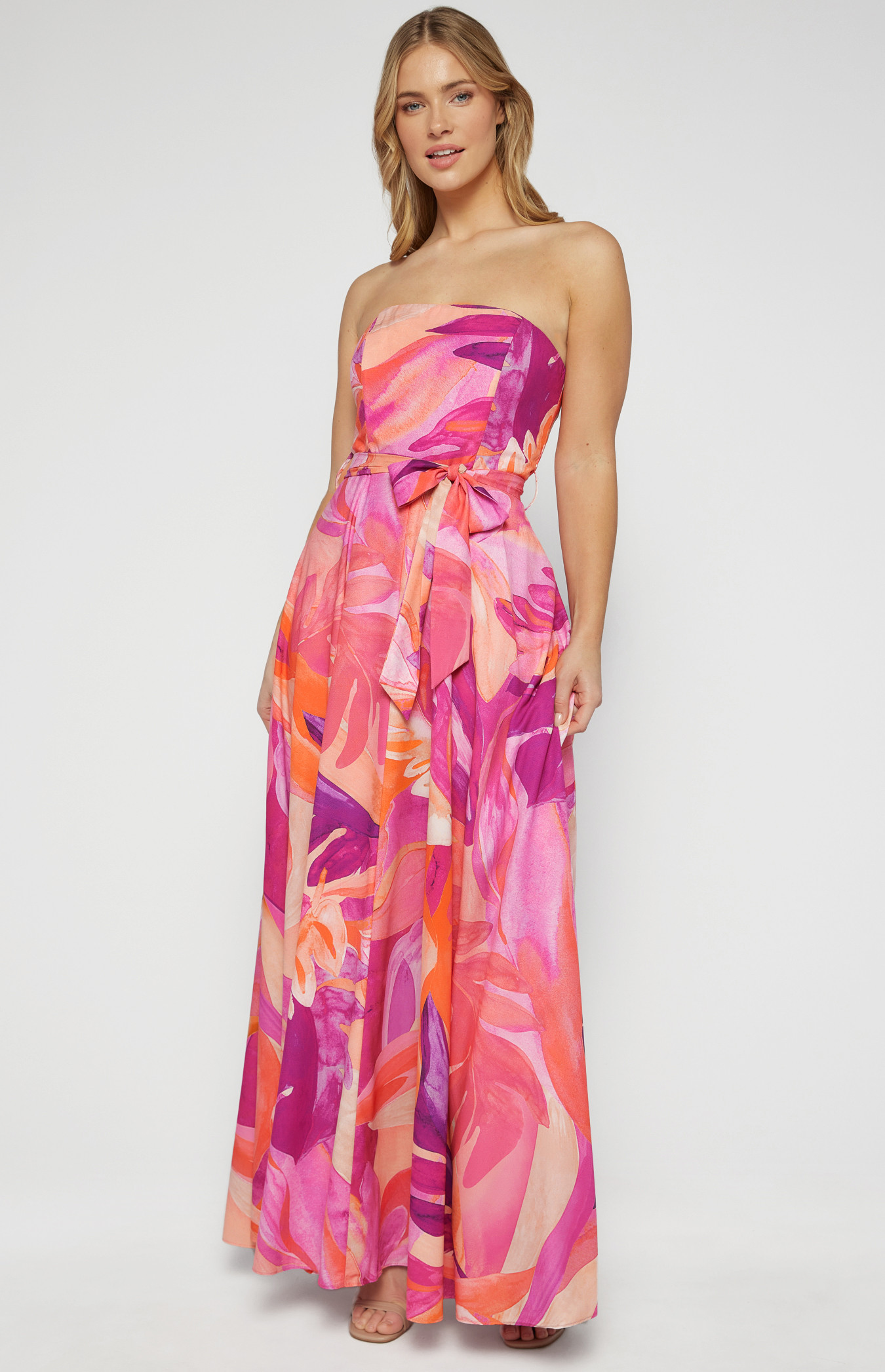 Abstract Print Strapless Maxi Dress (SDR342-15A)