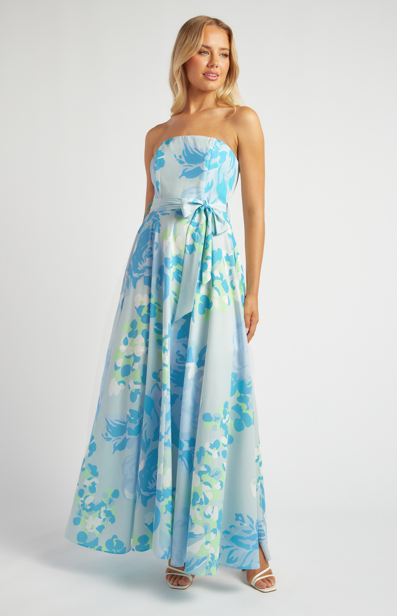 Floral Print Strapless Maxi Dress (SDR342-18A)