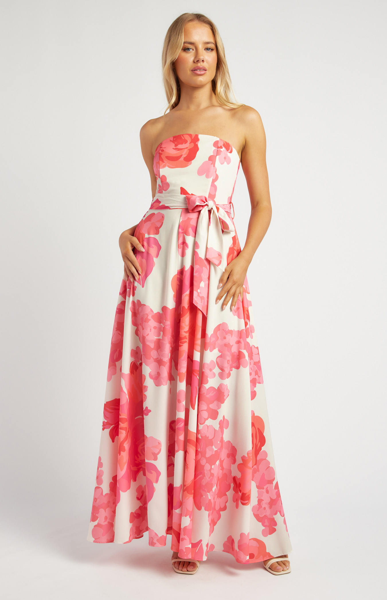 Floral Print Strapless Maxi Dress (SDR342-18A)