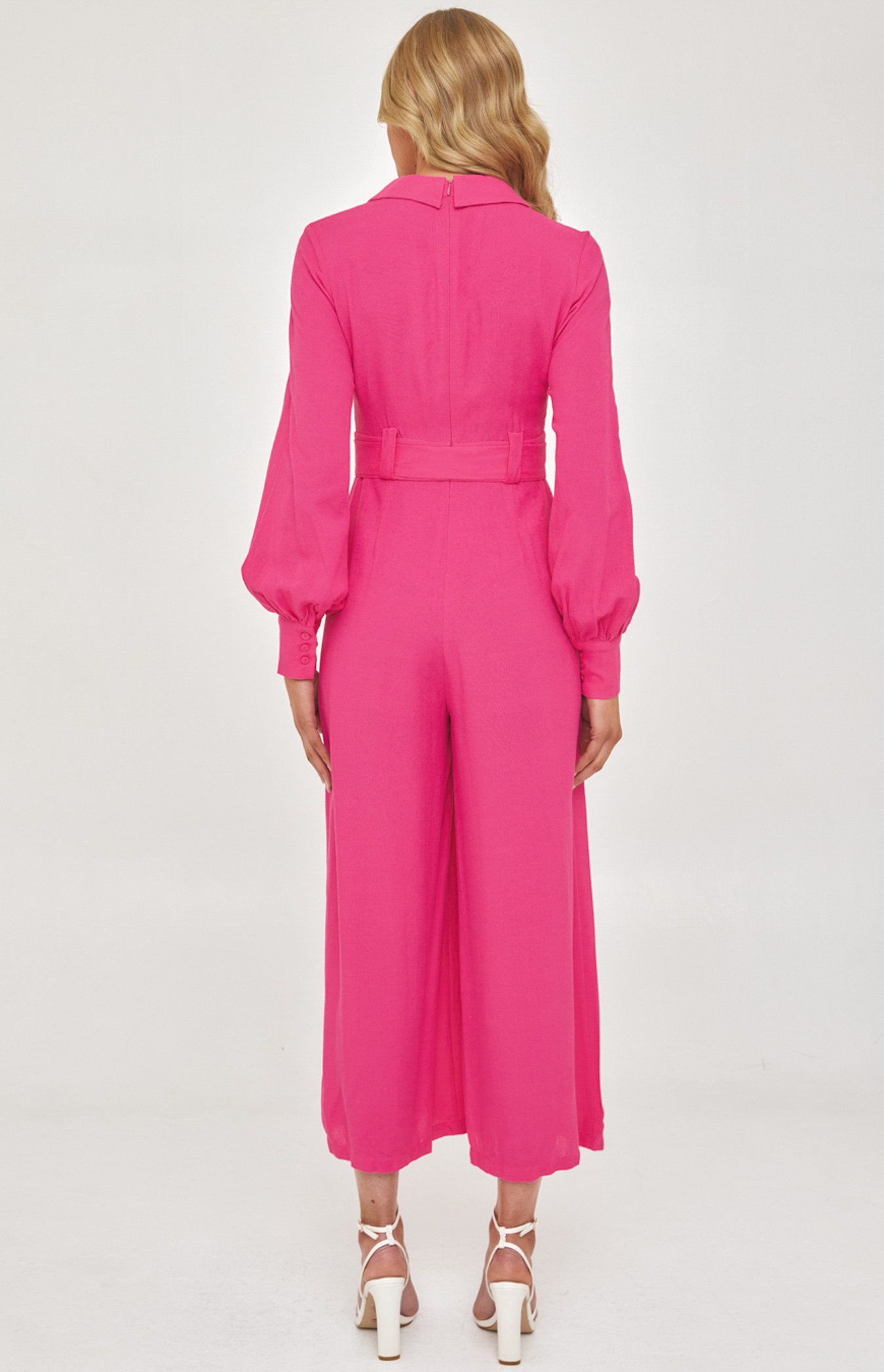 pink collared jumpsuit