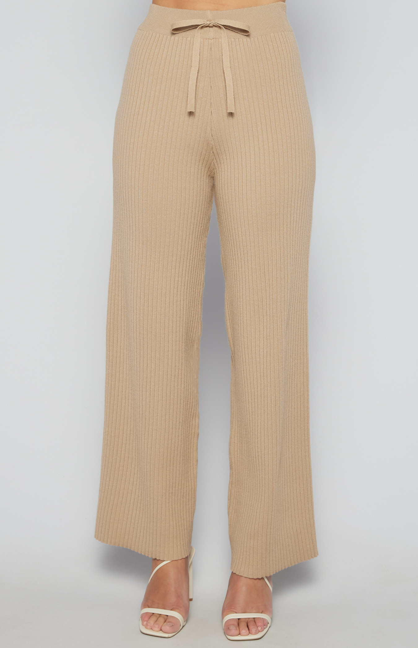 Ribbed Wide Leg Knit Pants (SKN389) | Style State