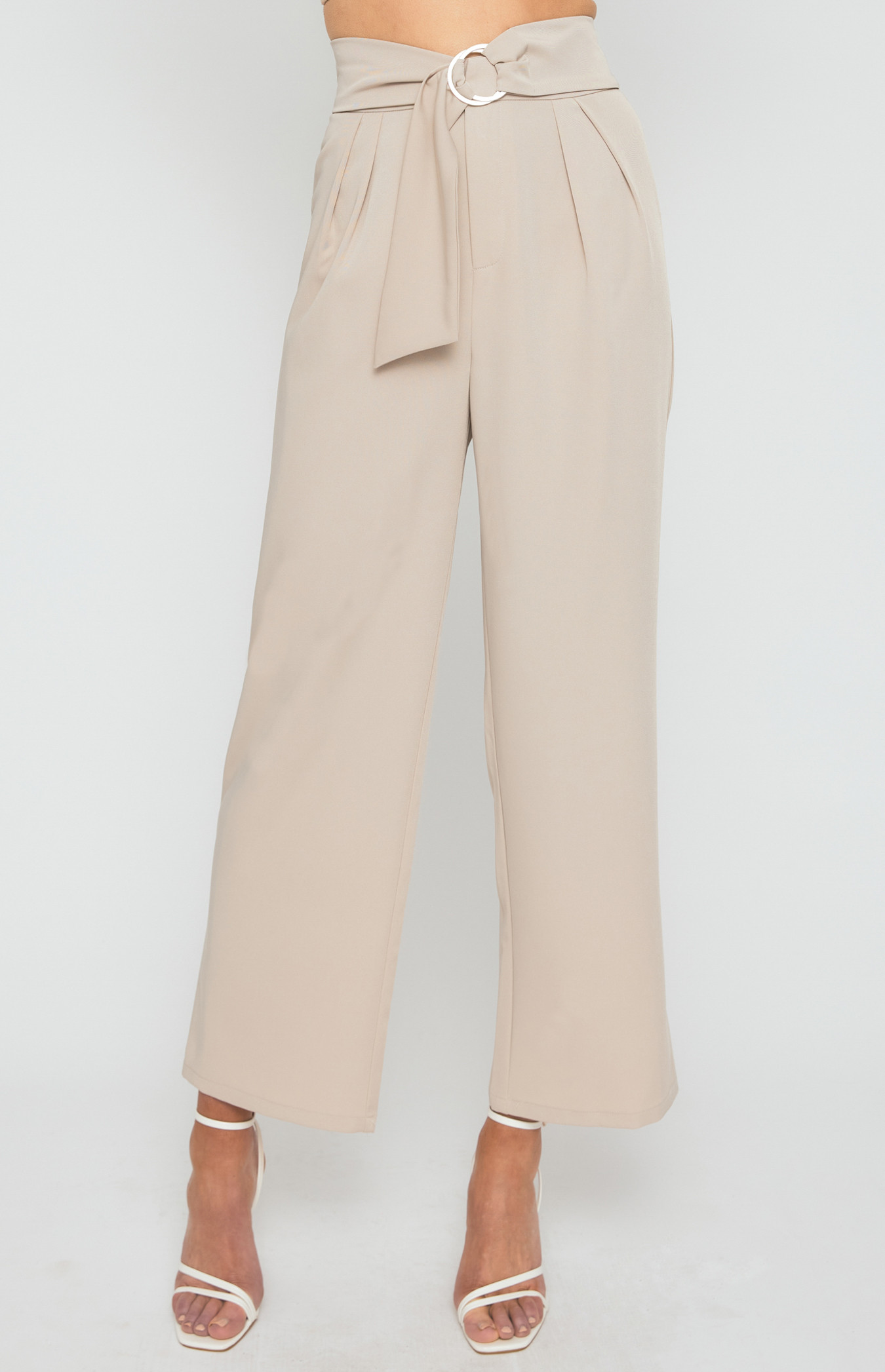 Double Pleated Pants with Circle Ring Belt (SPA419A) | Style State