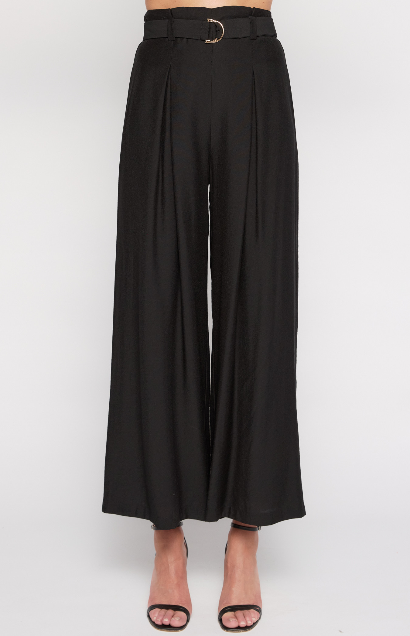 Paperbag Pleated Pants with D Ring Buckle (SPA460A) | Style State