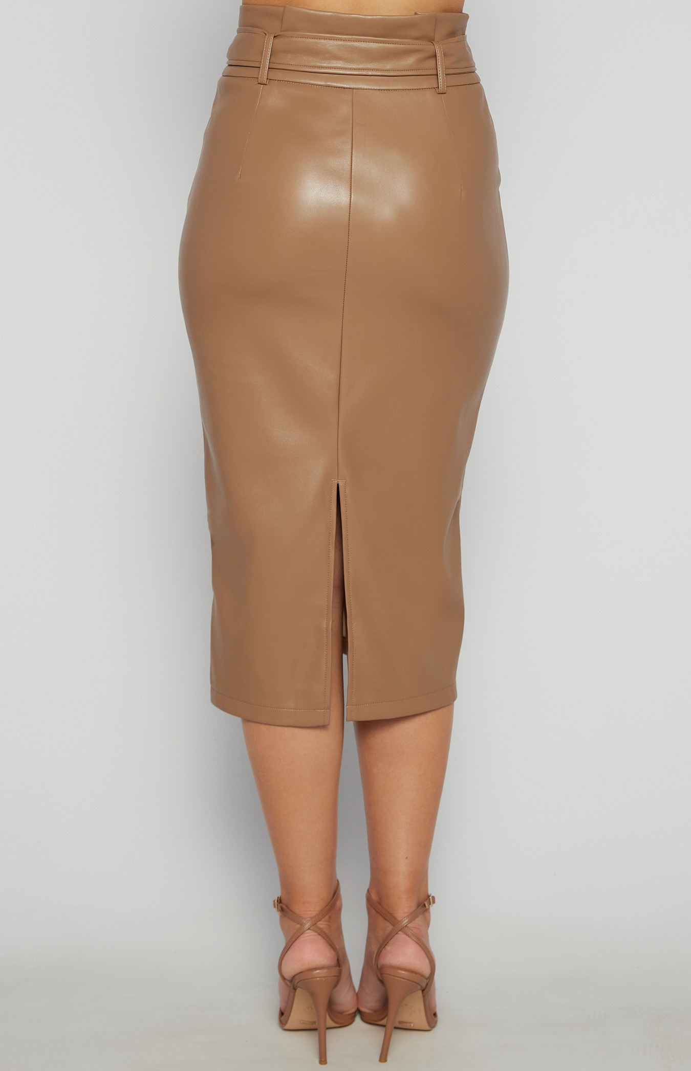 Brown leather paperbag skirt hotsell