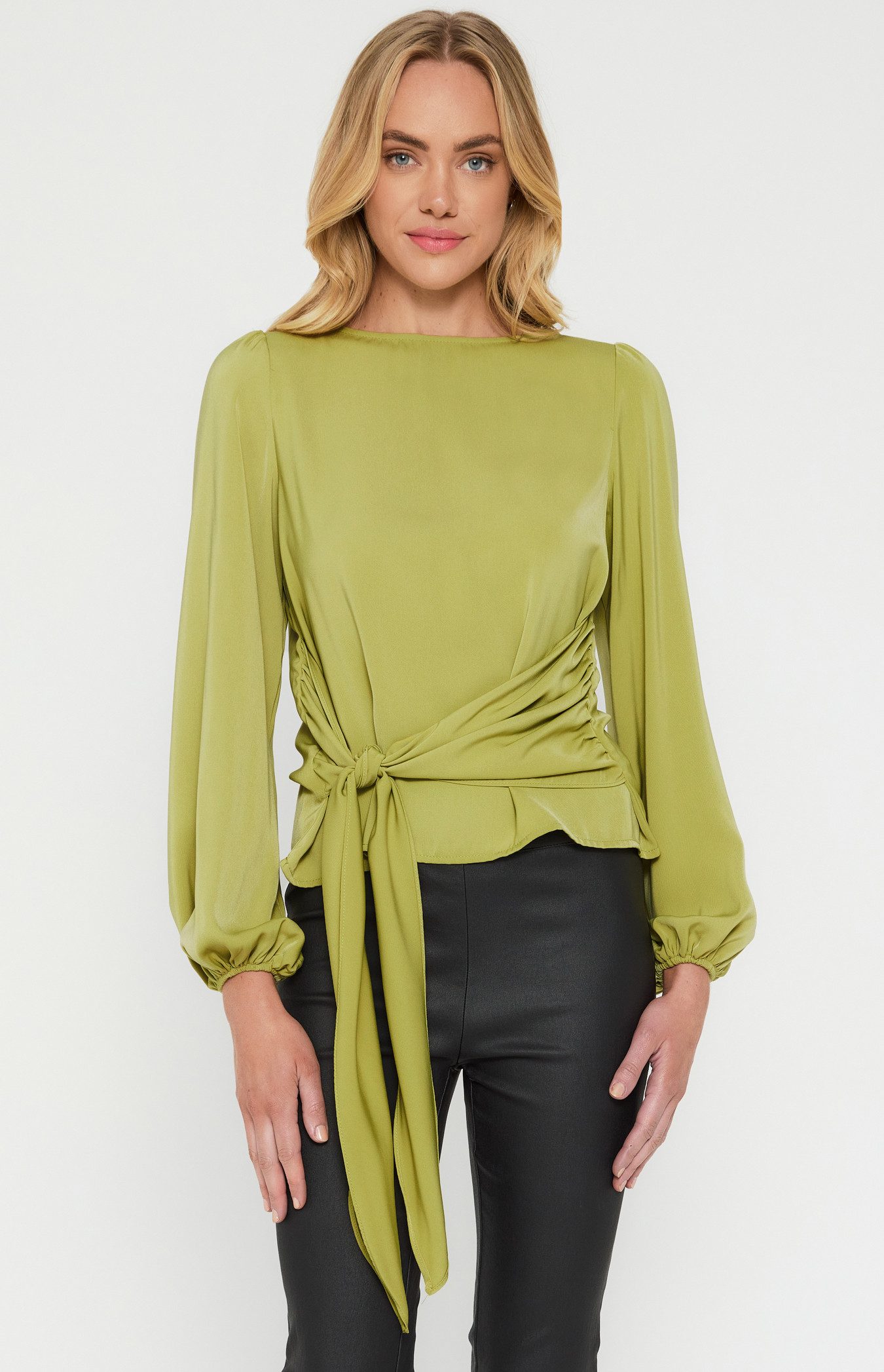 Boat Neckline Blouse with Side Tie Details (STO644A) | Style State