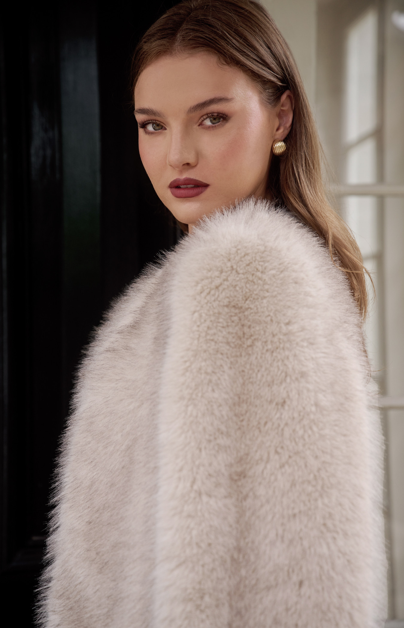 Faux Fur Coat with Hook and Eye Closure (WJT245B)